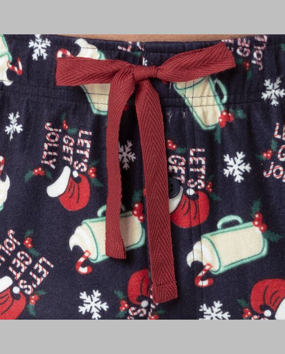 Fruit of the Loom Men's Holiday and Plaid Microfleece Sleep Pant, 2 Pack JOLLY/GREEN BUFFALO CHECK