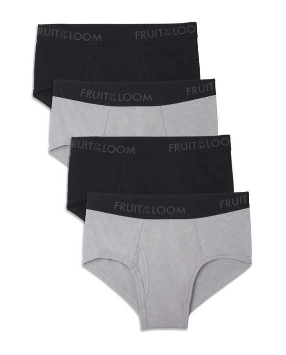 Men's Breathable Black and Grey Brief, 4 Pack Assorted