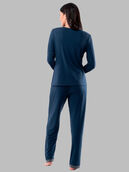 Women's Soft & Breathable Crew Neck Long Sleeve Shirt and Pants, 2-Piece Pajama Set MIDNIGHT BLUE