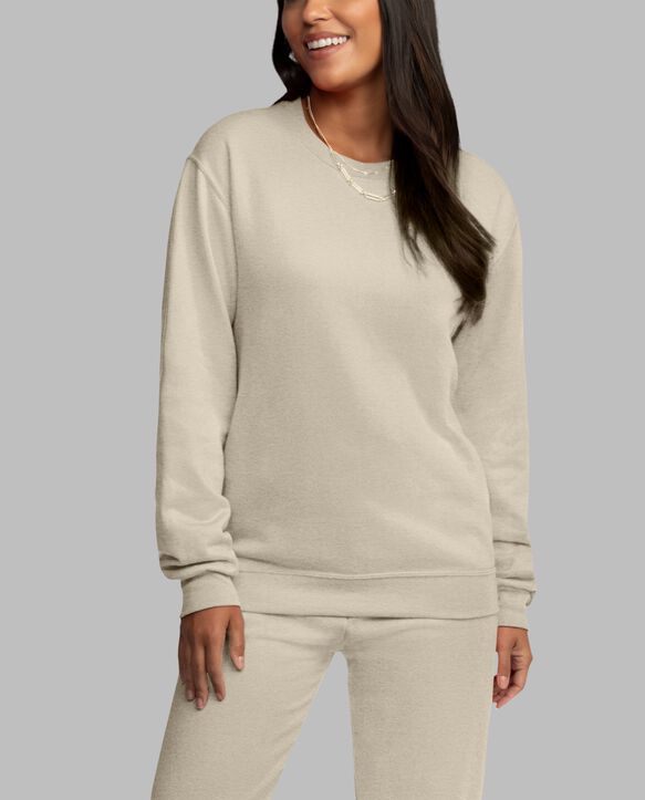 Eversoft® Fleece Crew Sweatshirt, Extended Sizes Khaki Heather