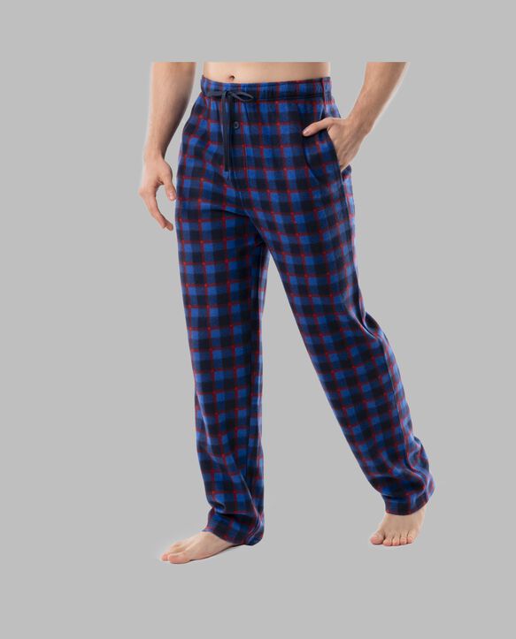 Fruit of the Loom Men's Fleece Sleep Pant, 2 Pack RED/BLUE