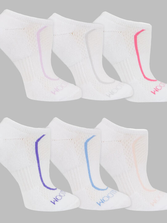 Women's CoolZone® No Show Socks Assorted White, 6 Pack, Size 4-10 WHITE/MULTI 128