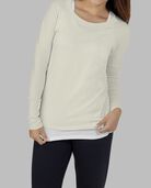Women's Essentials Long Sleeve Scoop Neck T-Shirt White Fleck