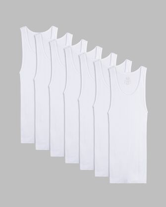 Boys' Tank Top A-Shirt, White 7 Pack 