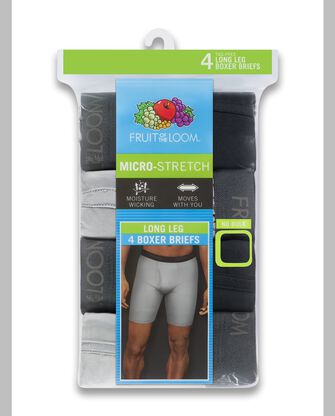 Men's Micro-Stretch Black and Gray Long Leg Boxer Briefs, 4 Pack, Size 2XL 