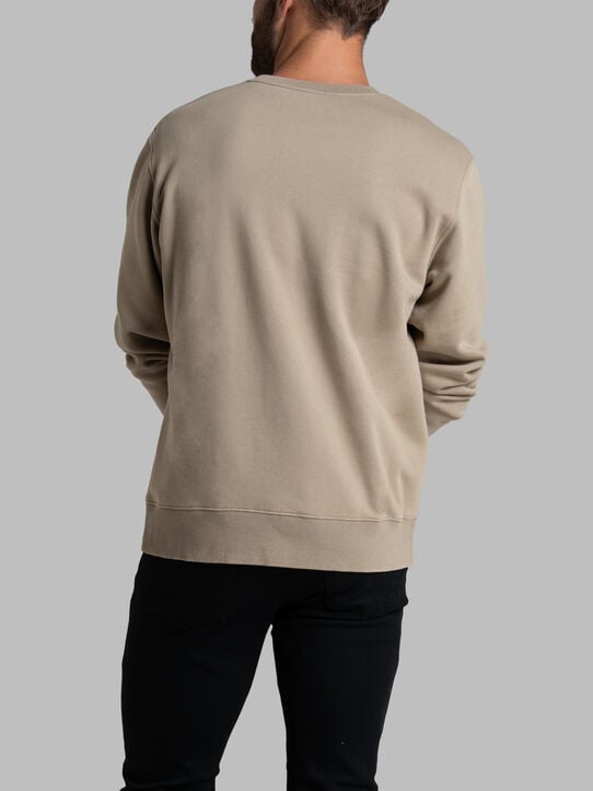 Fruit of the Loom Garment Dyed Crew Sweatshirt Khaki