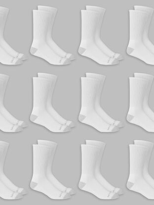 Men's Dual Defense® Crew White Socks, 12 Pack, Size 6-12 