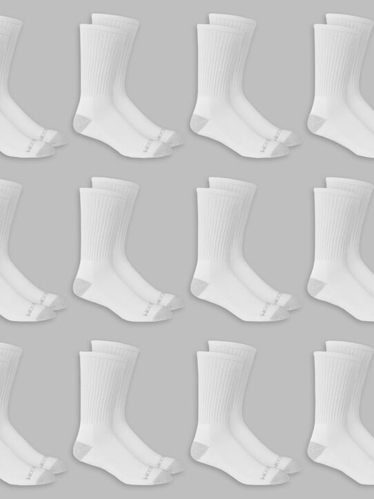 Men's Dual Defense® Crew White Socks, 12 Pack, Size 6-12 WHITE