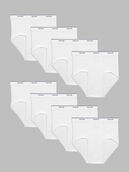 Men's Cotton Briefs, Extended Sizes White 8 Pack White