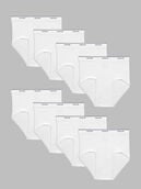 Men's Cotton Briefs, Extended Sizes White 8 Pack White