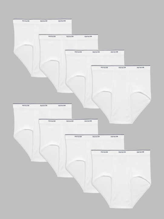 Men's Cotton Briefs, Extended Sizes White 8 Pack White