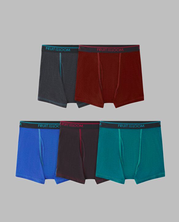 Boys' True Comfort 360 Stretch Boxer Briefs, Assorted 5 Pack Assorted 1