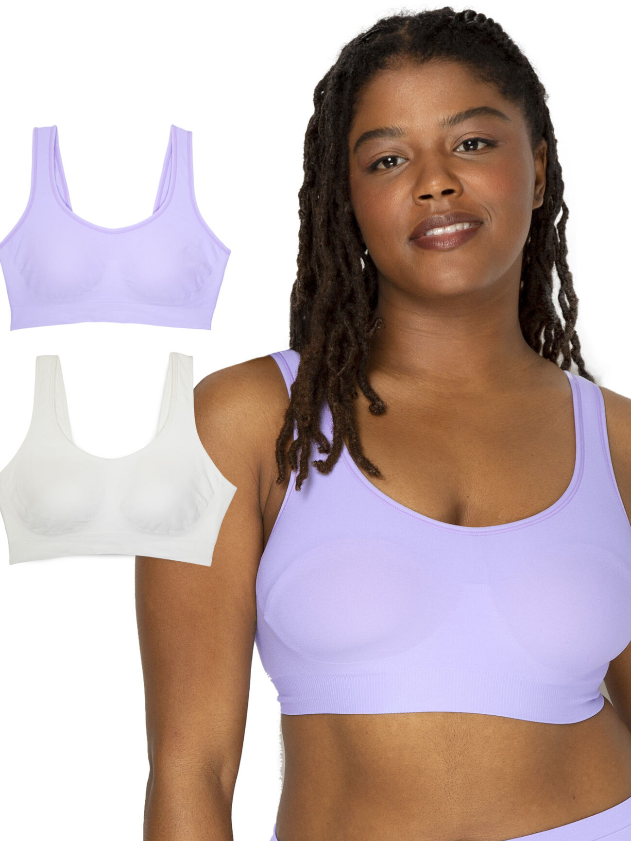 White Bralette Bras for Women Wirefree Tank Tops with Built in