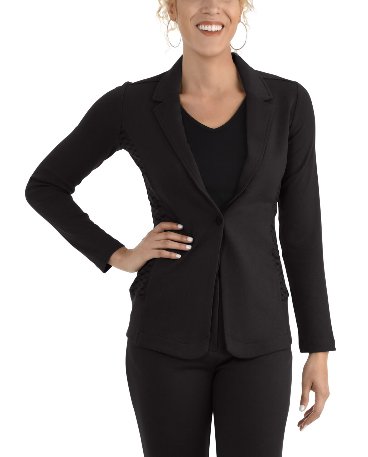 Women's Seek No Further Long Sleeve Open Front Fitted Blazer Brilliant Black
