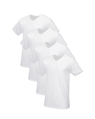 Men's Premium White V-Neck Undershirt, 4 Pack 