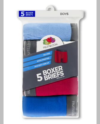Boys' Assorted Cotton Boxer Briefs, 5 Pack 
