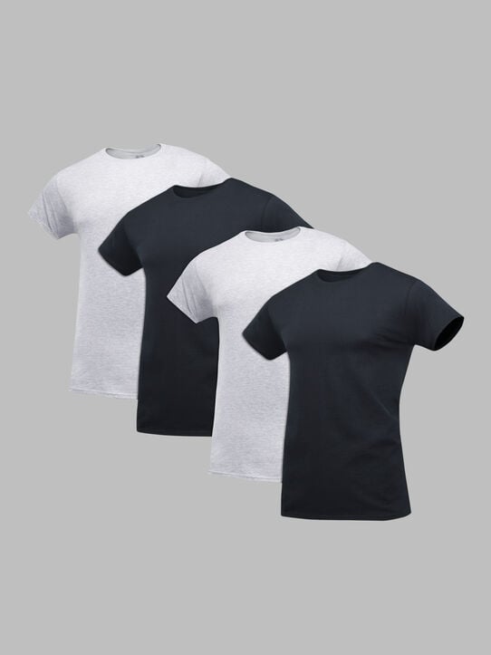 Men's Premium Undershirt, Black and Gray 4 Pack Black and Gray