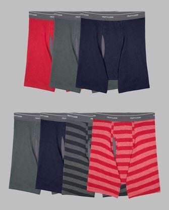 Men's CoolZone® Fly Boxer Briefs, Assorted Stripe and Solid 7 Pack 