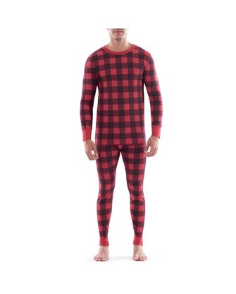 Men's Waffle Thermal Crew Top and Pant, 2-Piece Pajama Set 