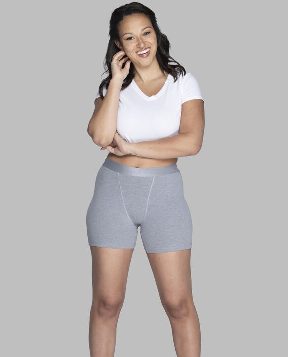 Women's 360 Stretch Comfort Cotton Boxer Brief Underwear, 4 Pack ASSORTED