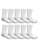 Men's Work Gear Crew Socks,  10 Pack, Size 6-12 WHITE