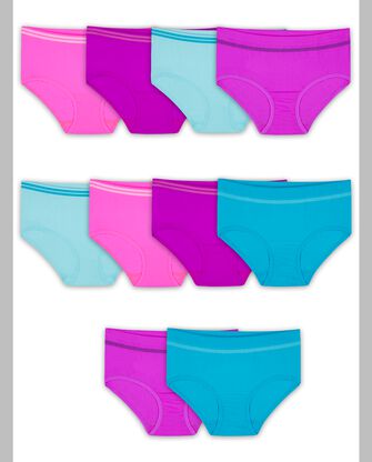 Girls' 360 Stretch Seamless Assorted Low-Rise Brief, 10 Pack (Big Girl) 