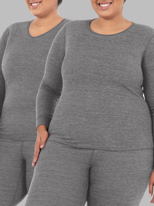 Women's Plus Size Thermal Crew Top & Bottom Set SMOKE INJECTION HEATHER/ SMOKE INJECTION HEATHER