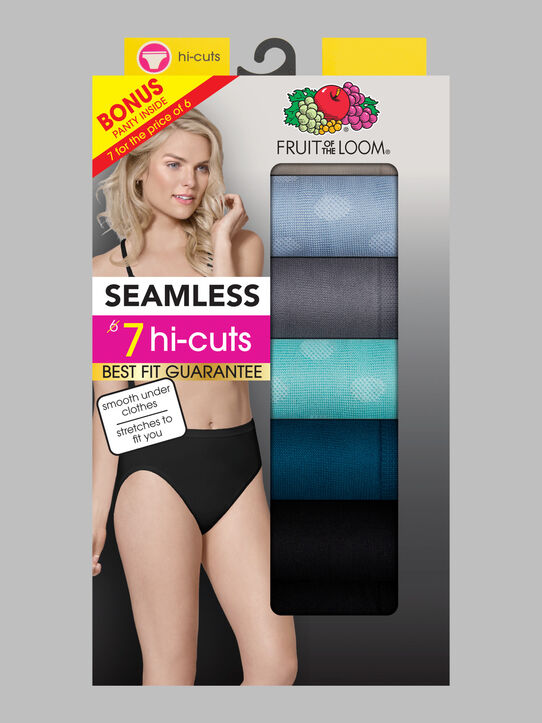 Women's Seamless Hi Cut Panty, Assorted 6+1 Bonus Pack ASST