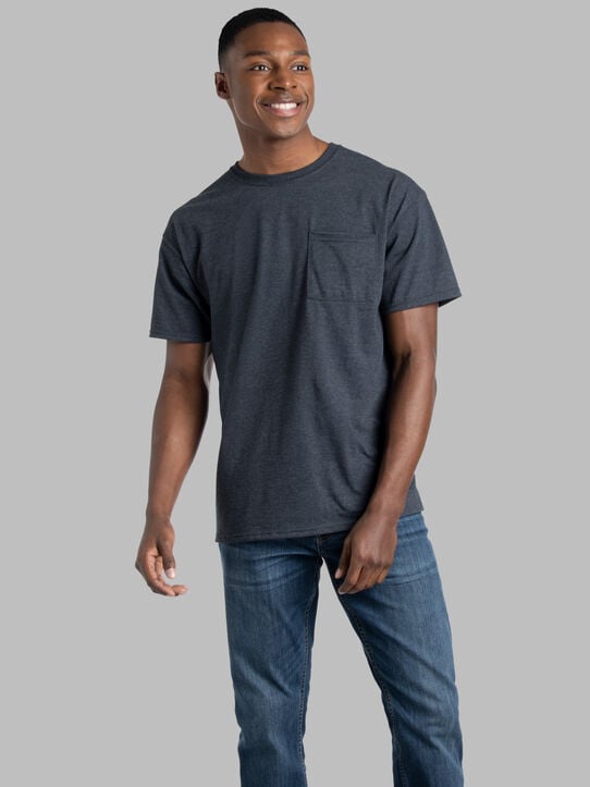 Men’s Eversoft® Short Sleeve Pocket T-Shirt, 2 Pack BLACK HEATHER