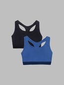 Women’s Medium Impact Sports Bra, Assorted 2 Pack Dutch Blue w/Navy/Black Hue