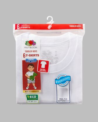 Toddler Boys' Crew Neck T-Shirt, White 6 Pack 