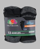 Men's Dual Defense®Ankle Socks , 12 Pack, Size 6-12 BLACK/GREY