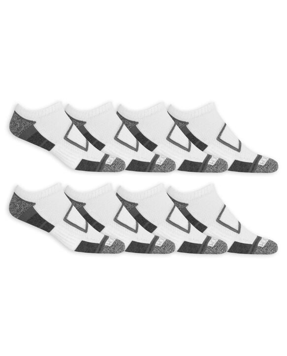 Men's Breathable No Show Socks, 8 Pack, Size 6-12 WHITE/GREY