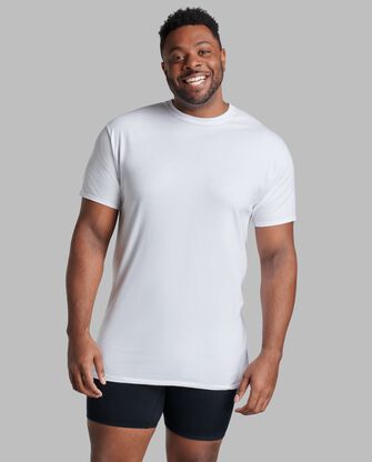 Tall Men's Premium Short Sleeve Breathable Cotton Mesh Crew T-Shirt, White 3 Pack 