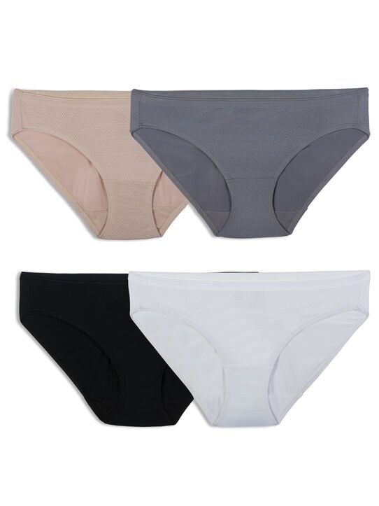 Women's Breathable Micro-Mesh Bikini Underwear, 4 Pack Assorted