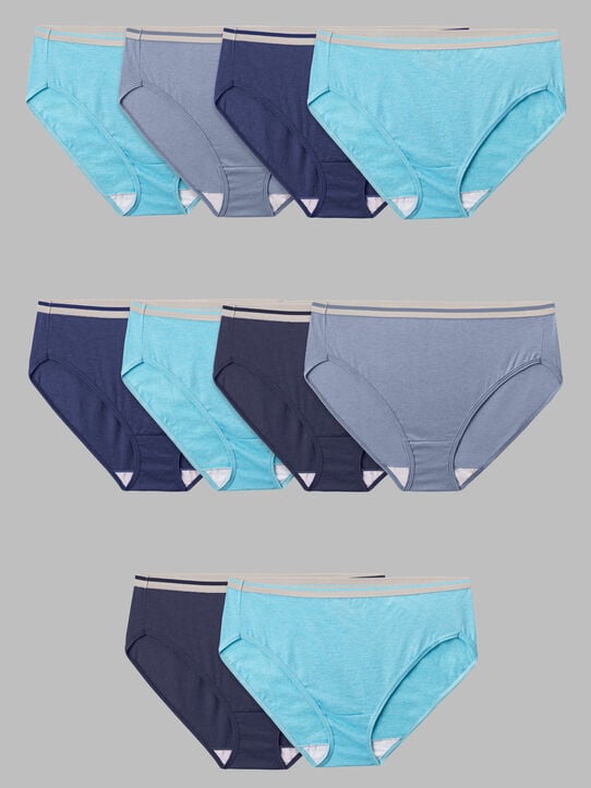 Women's Plus Fit for Me® Heather Cotton Hi-Cut Panty, Assorted 10 Pack ASSORTED