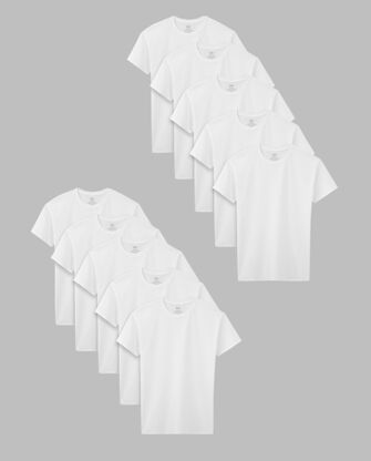 Boys' Husky Classic Crew T-Shirt, White 10 Pack 