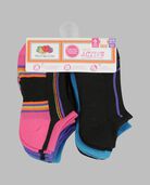 Girls' Active Cushioned No Show Socks, 6 Pack BLACK/PINK, BLACK/PURPLE, BLACK/BLUE, BLACK, BLUE