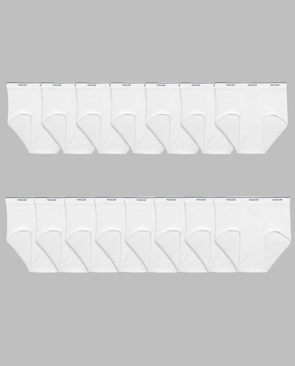 Men's Cotton Briefs, White 15 Pack White