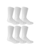 Men's Cushioned Crew Socks, 6 Pack WHITE