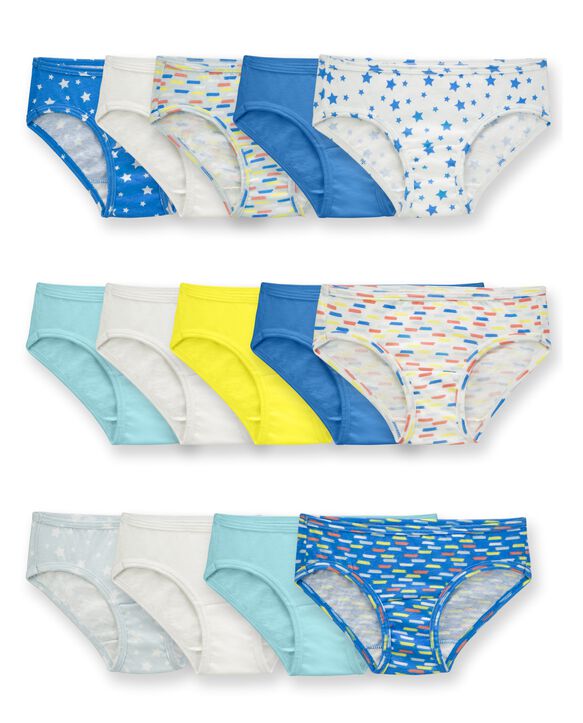 Girls' Assorted Cotton Hipster, 14 Pack Printed Stars/Dashes Assortment