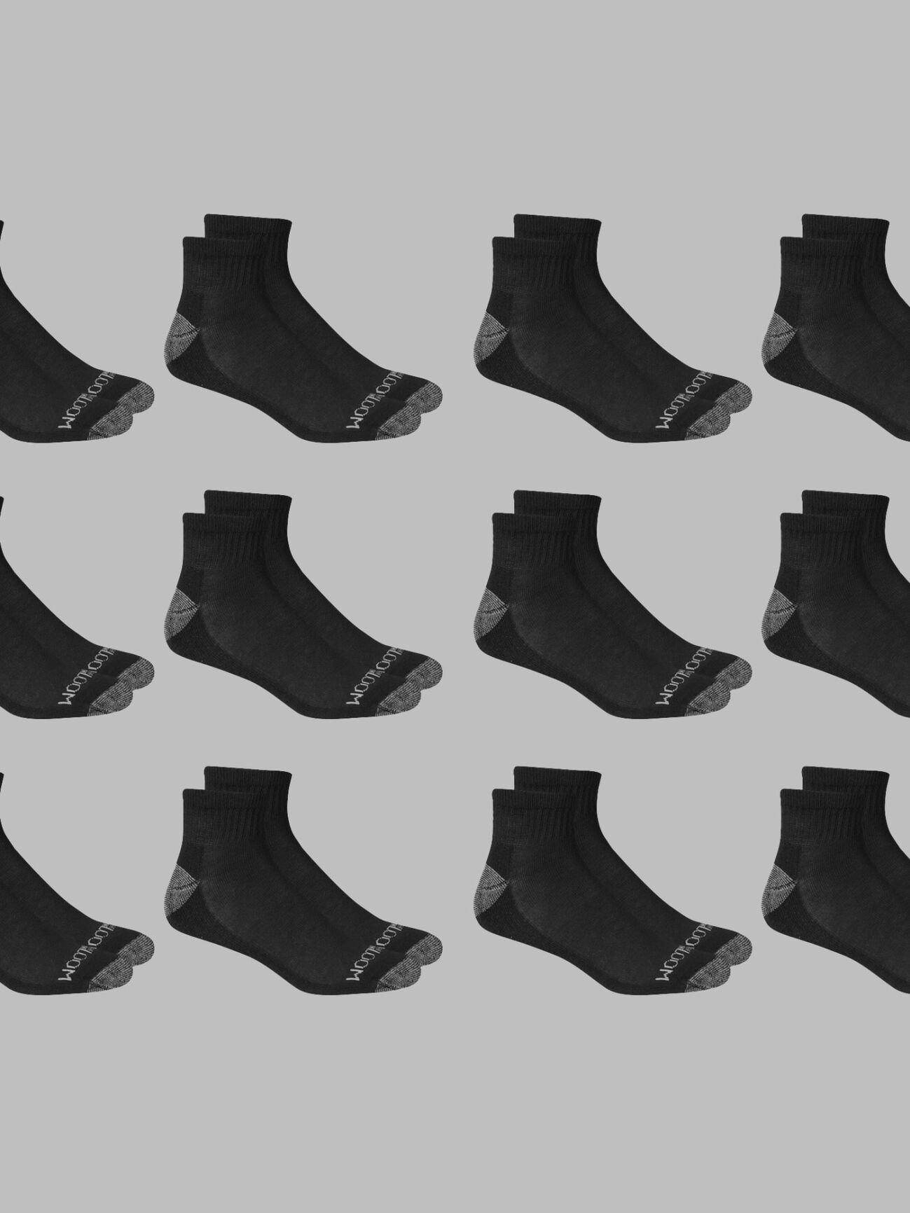 Men's Dual Defense Quarter Socks Black, 12 Pack