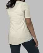 Women's Essentials Elbow Length V-Neck T-Shirt White Fleck