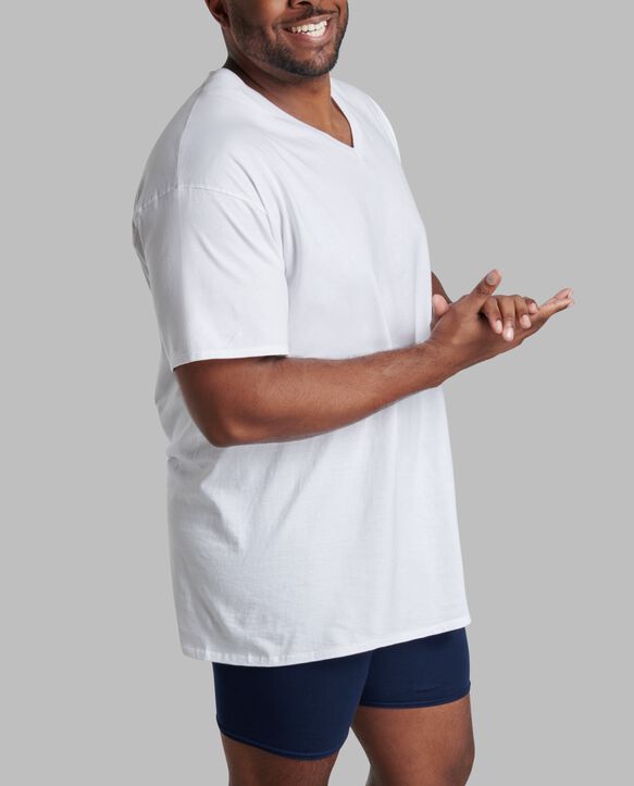 Tall Men's Short Sleeve V- neck T-Shirt, White 3 Pack White