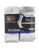 Men's Dual Defense Crew Socks, 12 Pack, Size 6-12 WHITE/GREY