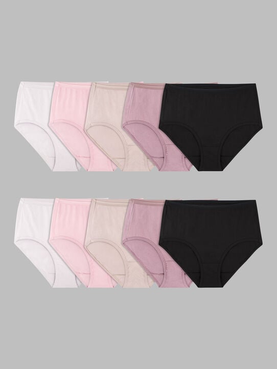 Women's Cotton Brief Panty, Assorted 10 Pack Assorted