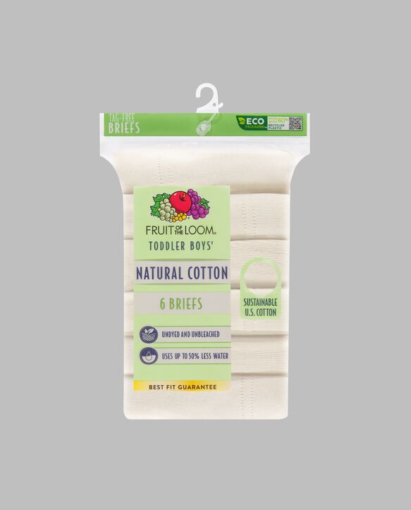 Toddler Boys' Natural Cotton Briefs, 6 Pack Assorted