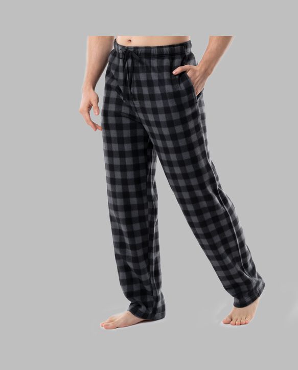 Fruit of the Loom Men's Fleece Sleep Pant, 2 Pack BLACK/BLACK