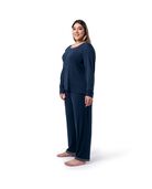 Women's Plus Soft & Breathable Plus Size Crew Neck Long Sleeve Shirt and Pants Pajama Set MIDNIGHT BLUE