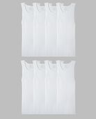 Men's Active Cotton Blend White A-Shirts, 8 Pack WHITE